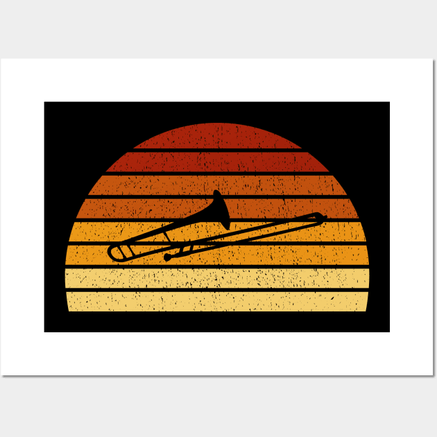 Vintage Sunset Trombone Gift For Trombone Players Wall Art by OceanRadar